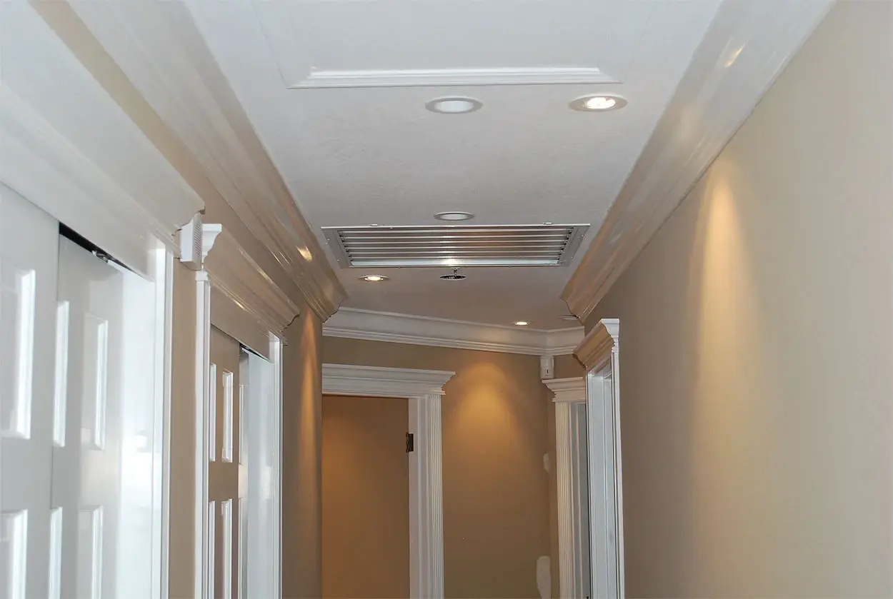Recessed lighting through a hallway